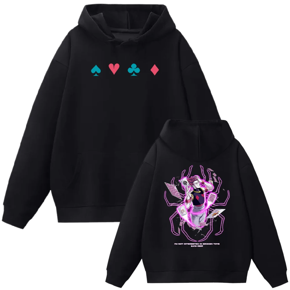 Hunter x Hunter Hisoka Print Hoodies Men Women Long Sleeve Loose Fleece Streetwear Japanese Manga Graphic Sweatshirts Clothing