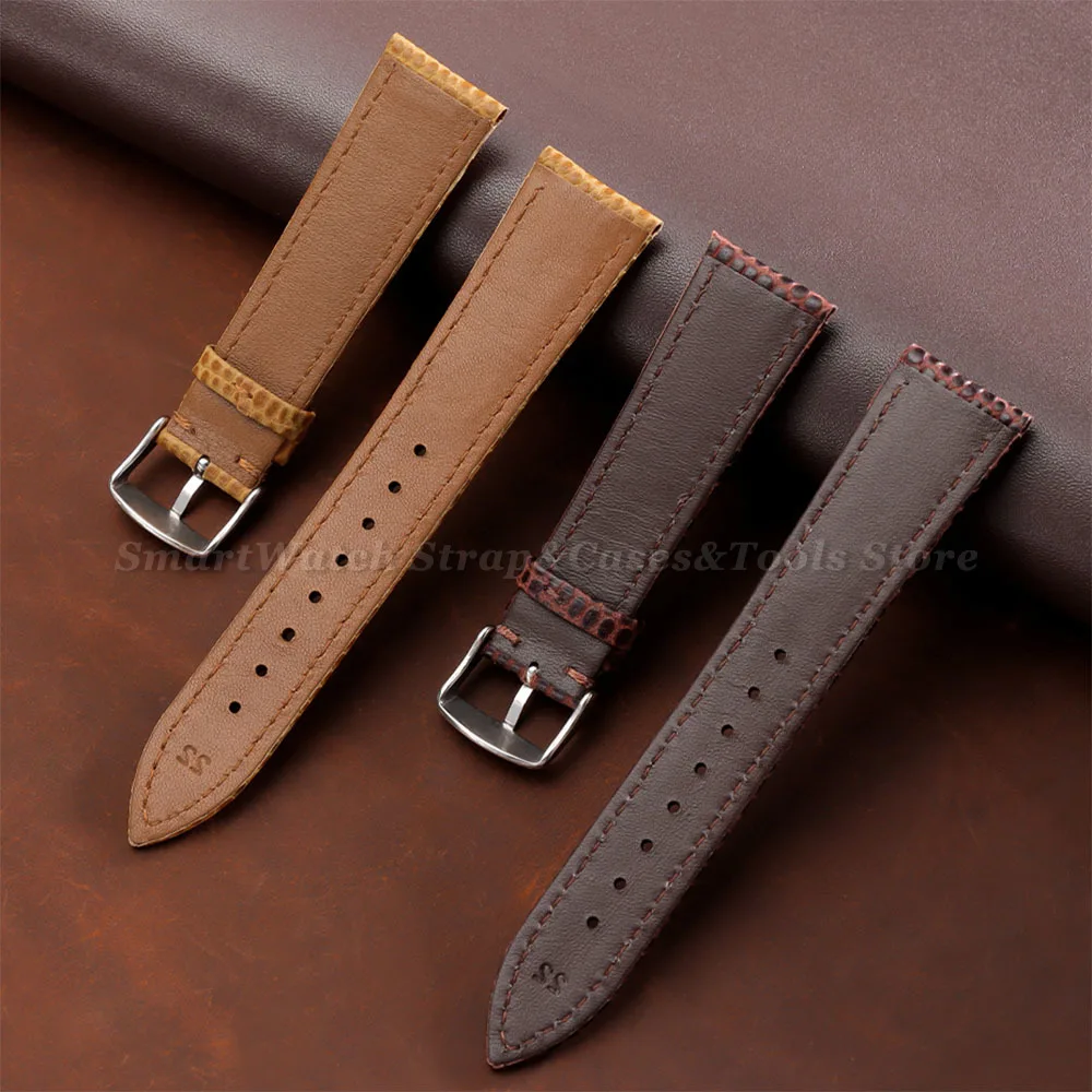 Lizard Grain Top Layer Cowhide Watch Strap Soft Waterproof Men's Leather Watch Band Quick Release 16mm 18mm 20mm 22mm Wristbands