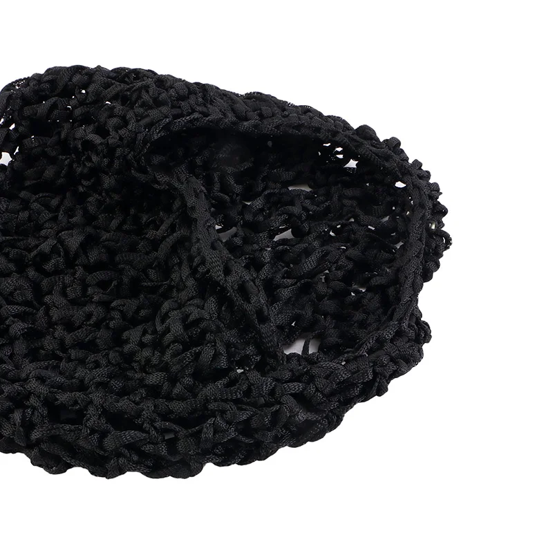 Neues Damen-Mesh-Haarnetz, schwarze Perückenkappen, handgefertigte Häkelkappe, verstellbarer Riemen, Haarnetz zum Schlafen, Turban, Hut, Chemo-Hüte – Detail 2