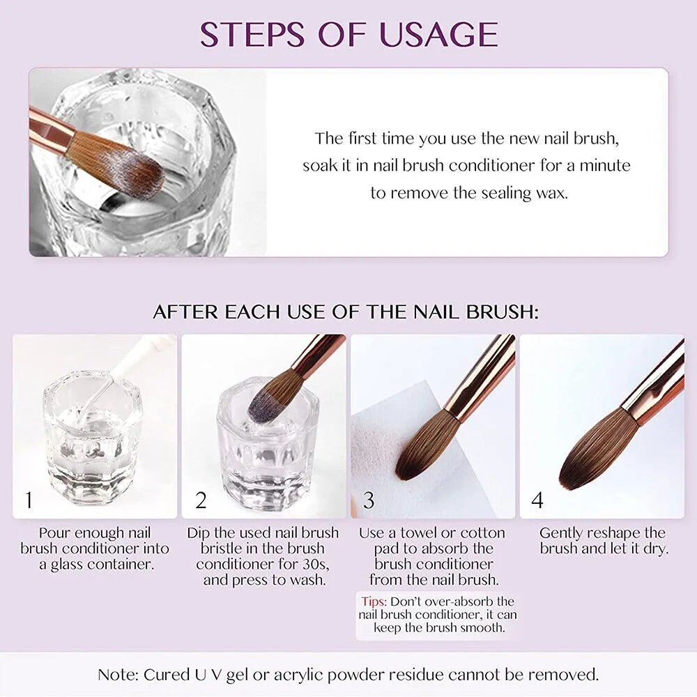 4Pcs/Set New Kolinsky Sable Nail Art Brush Set Acrylic Easily Wash Powder Brushes DIY Brushe