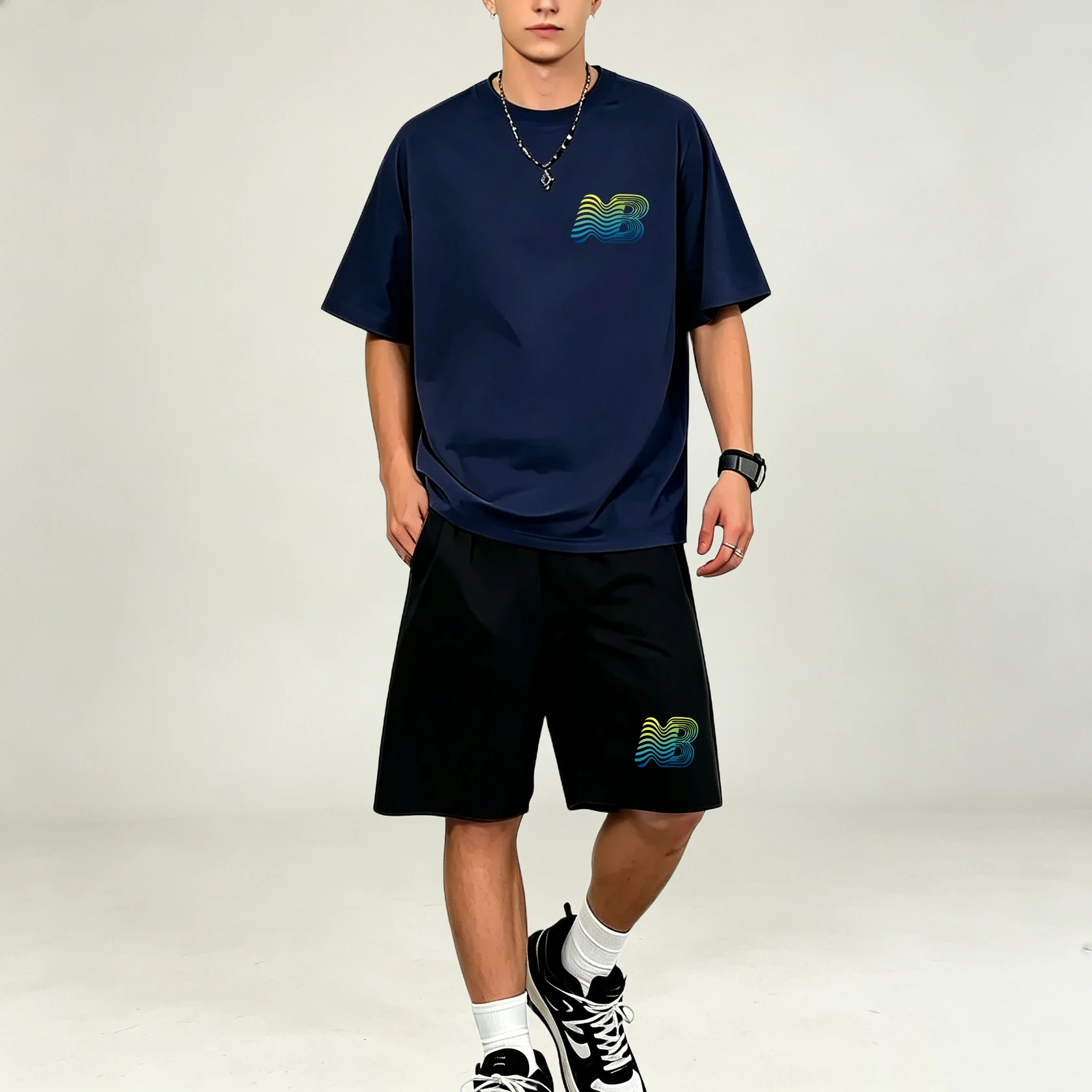 Hot‑selling Daily Men T‑Shirts Sets O‑Neck Short‑sleeve T‑Shirts Loose‑fit Shorts Sets Fashion Casual Athletic Outfits For Males view 6