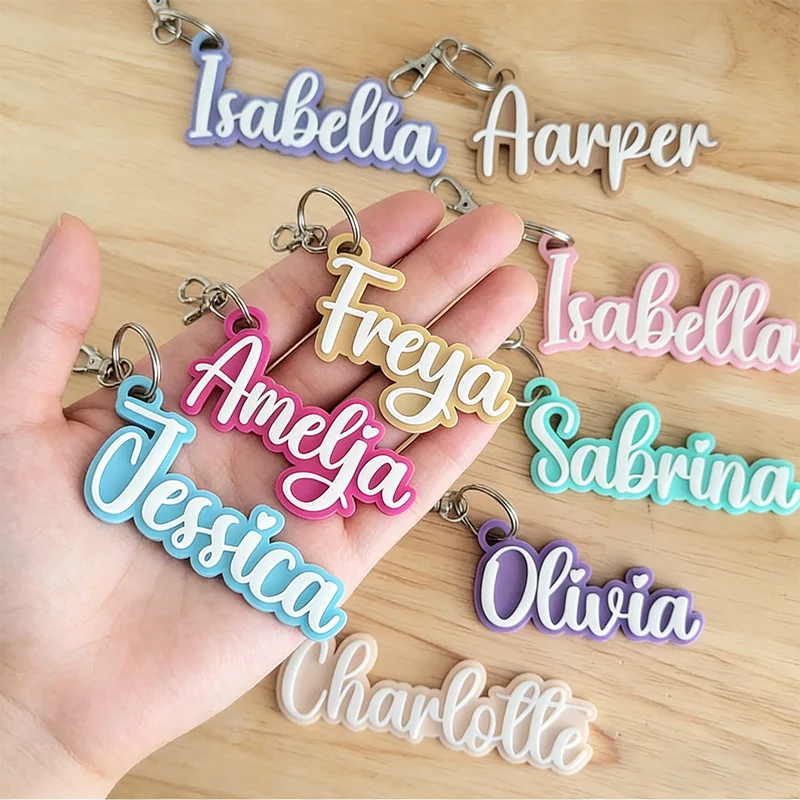 Acrylic Cute Fonts can Choose Custom Name Keychain Mothers Day Gift Name Tag Personalized Logo All Language Customized Key Ring