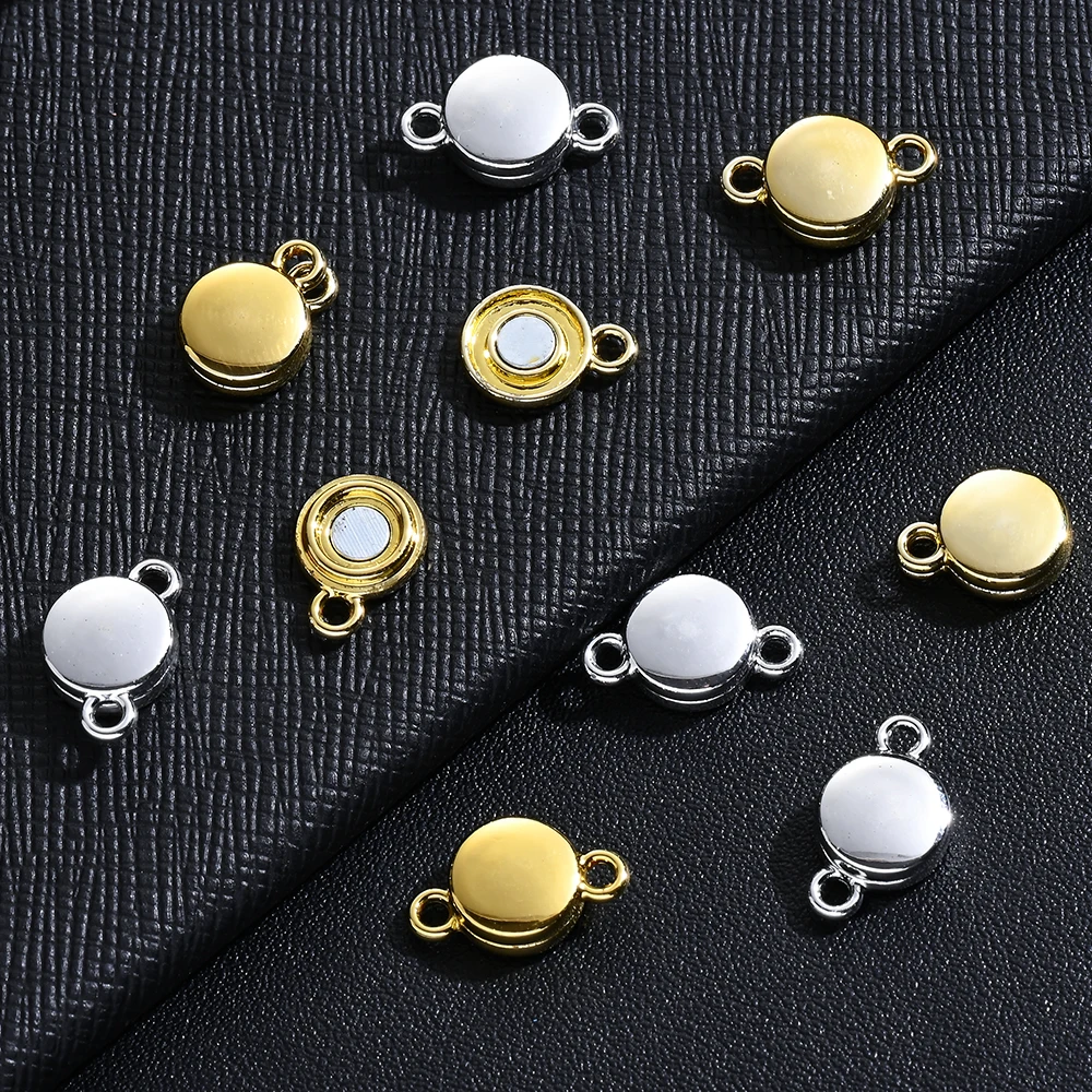 5 Paar magnetische Legierungs-Anhänger mit doppelter runder Schnalle, mit magnetischer Anziehung für die Verbindung von Halsketten und Armbändern. – Detail 4