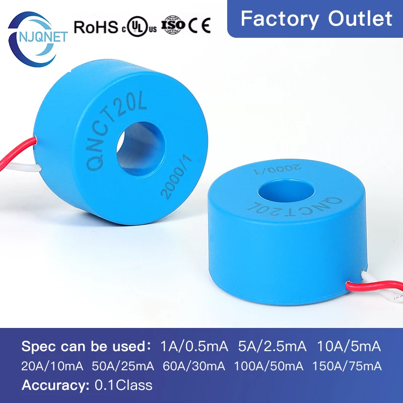 

High Accuracy Current Transformer Sensor QNCT20L 50A 25mA 100A 50mA QNCT19L 20A 10mA 40A 20mA ac ct toroidal current transducer