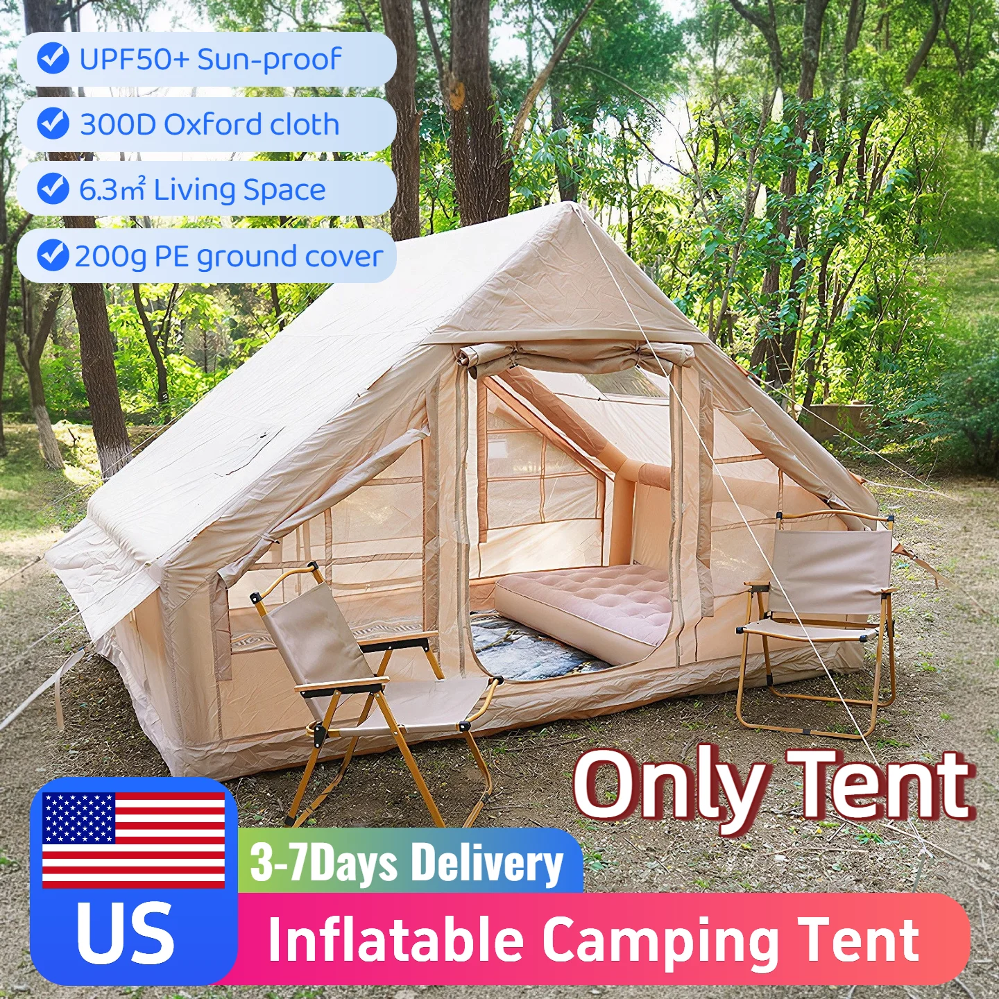 

Большая надувная палатка для кемпинга на открытом воздухе, водонепроницаемая и солнцезащитная, палатки для семейного обеда, палатка для кемпинга на 3-4 человек