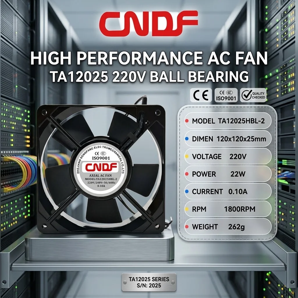 For CNDF TA12038HBL-2 AC 220V 0.14A 12038 120x120x38mm 2000RPM Dual Ball Bearing Metal Frame Server Inverter Chassis Cooler Fans