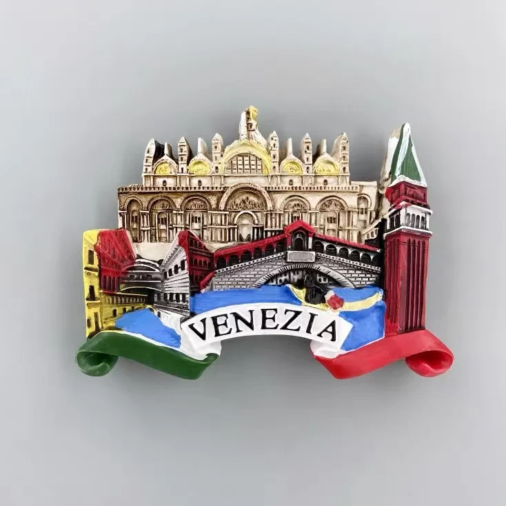Creative landmarks in Venice, Italy, 5 scenic tourist souvenirs, 3D home decoration, magnetic refrigerator stickers, gifts