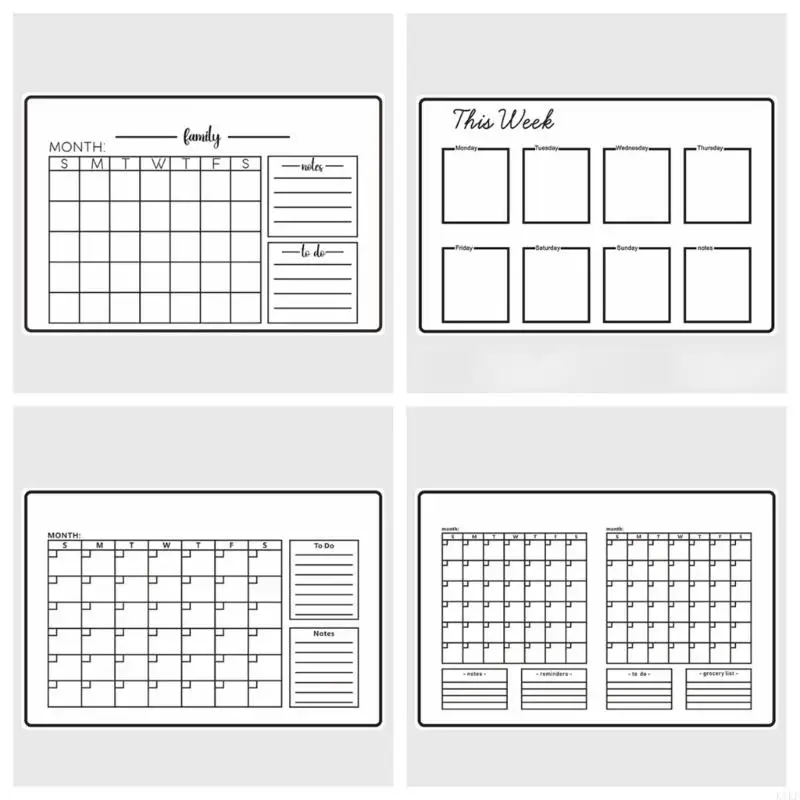 Kalender Kulkas Magnetik yang Dapat Digunakan Kalender dengan Marker Fridge Calendar Weekly Monthly Planner untuk Rumah