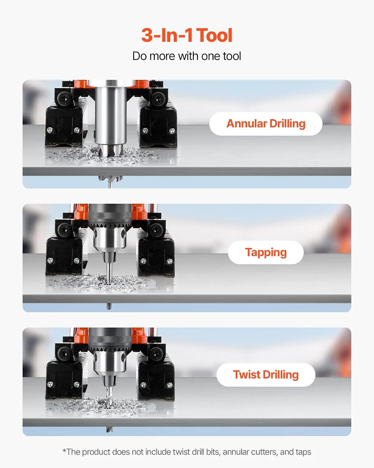Magnetic Drill Press, 1400 W, 2 inch Boring Diameter, 0-750 RPM Speed, Reversible Direction, Mag Drill Press for Metal Surface,