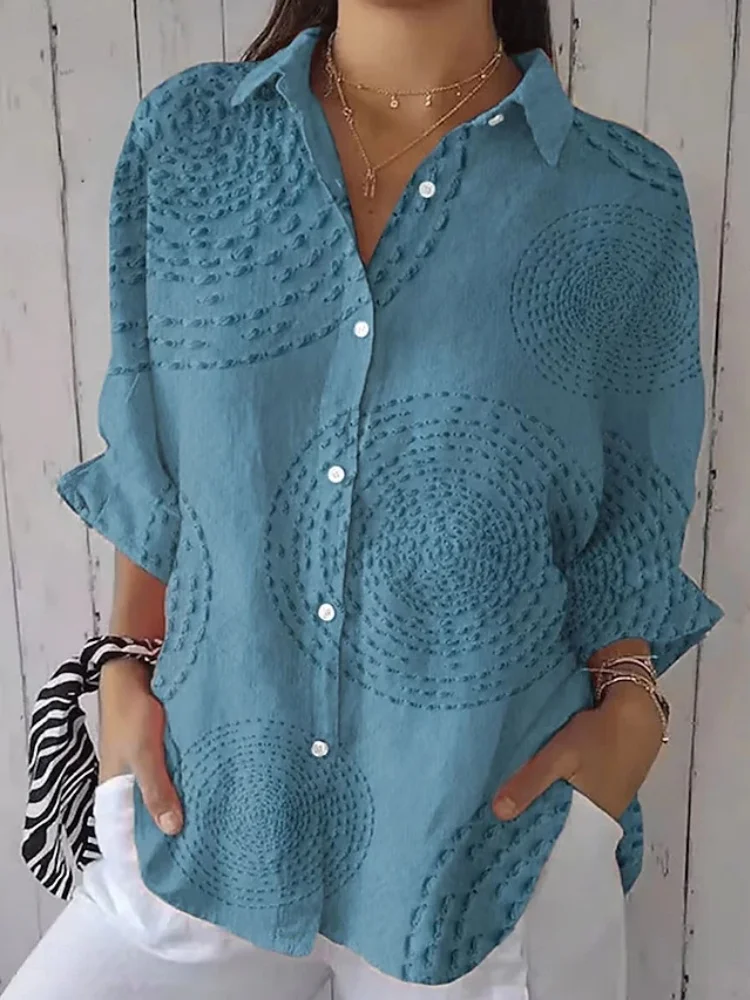 Lässiges Pendlerhemd für Damen, langärmliges Design mit Klappenkragen, stilvolles und bequemes Oberteil, einfaches und einzigartiges Hemd