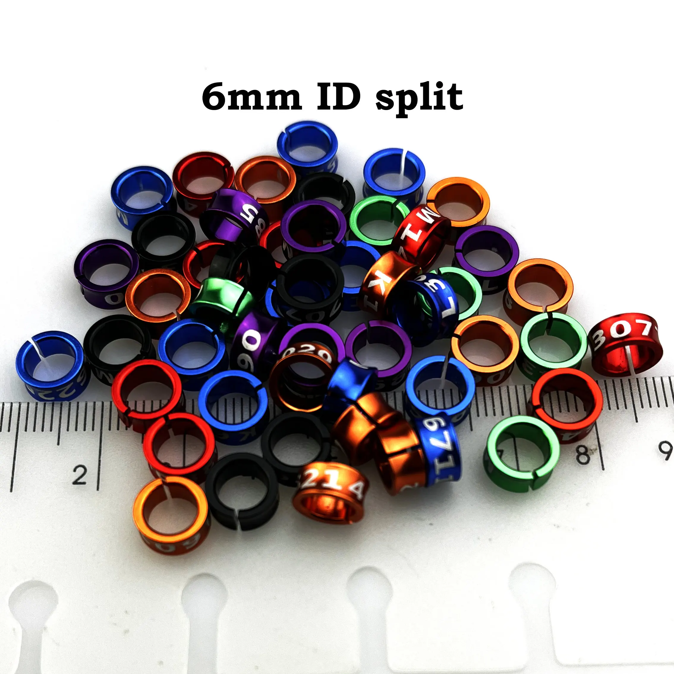 25PCS/lot Split 6mm quail Rings (Non-Custom, Random-Character, Color-Mixture) Aluminium Bird Leg Bands