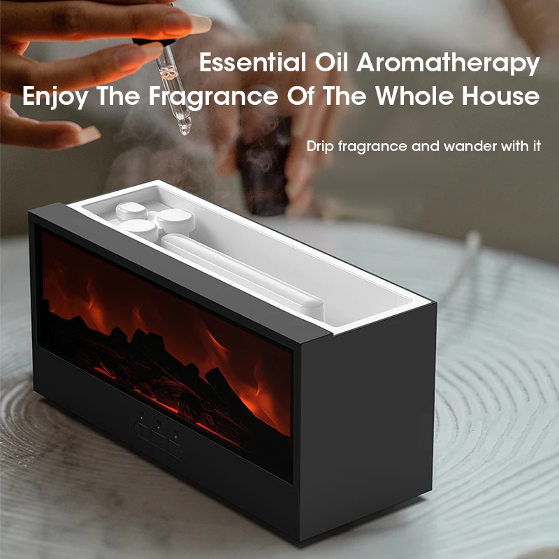 150ml Simulated Fireplace Aroma Diffuser Flame Air Humidifier with Remote Control Waterless Auto Off for Home Room Creative Gift view 2