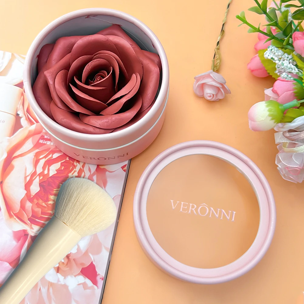 Fard in polvere per evidenziare la rosa 3D Glitter ad alta lucentezza Migliora l'aspetto del trucco nudo, trucco per il contorno del viso in polvere opaca