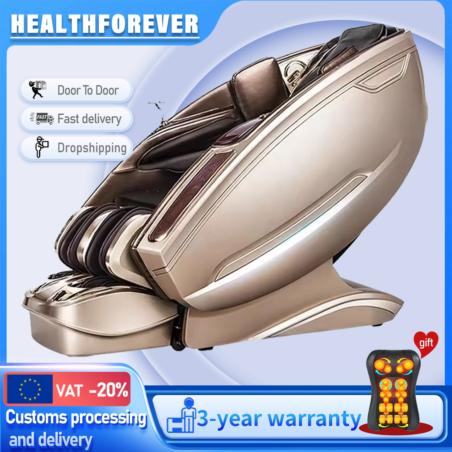 

2025 AI voice 4D massage chair zero gravity 4D SL-Track Massage Lumbar Heating Auto Body Scan Bluetooth Speaker office chair