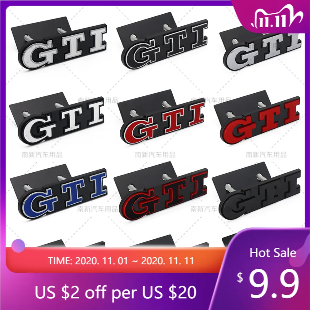 3D Metal Car Grille Sticker GTI Emblem For Volkswagen Golf 5 Polo Golf 7 5 6 Mk6 7 R 7 Gtd Mk7 Mk4 Mk5 GTI Car Stickers