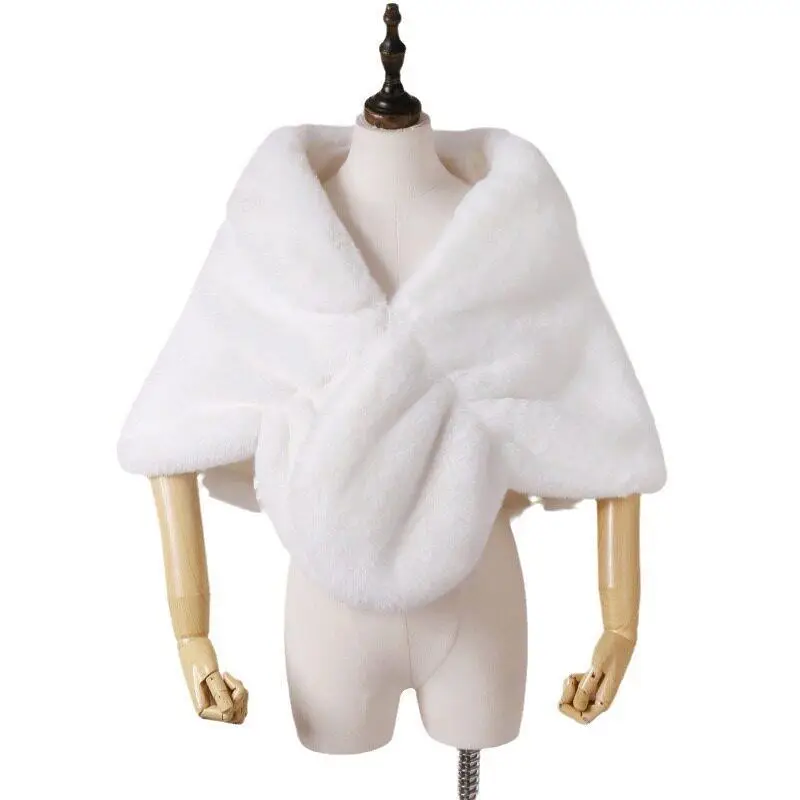 Wedding Bride Shawl Coat Artificial Fur  Rabbit Hair Autumn Winter Fashion Women's Wrap Cloak No Brand Registered Trademark