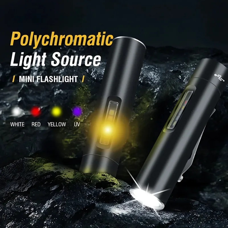 Portable Multifunctional Keychain Flashlight LED Rotatable Head Rechargeable Magnetic Mini Torch For Repair Camping Emergency