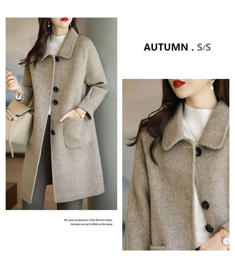 new Female Temperament Fashion Woolen Coat 2021 Autumn Winter Women New Thicker Korean Mid-length Loose High-end Small Jacket