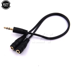 Rozdzielacz słuchawkowy Y 3.5mm 1 męski na 2 żeński przedłużacz Audio Stereo do słuchawek mikrofon Spliter pozłacany Adapter