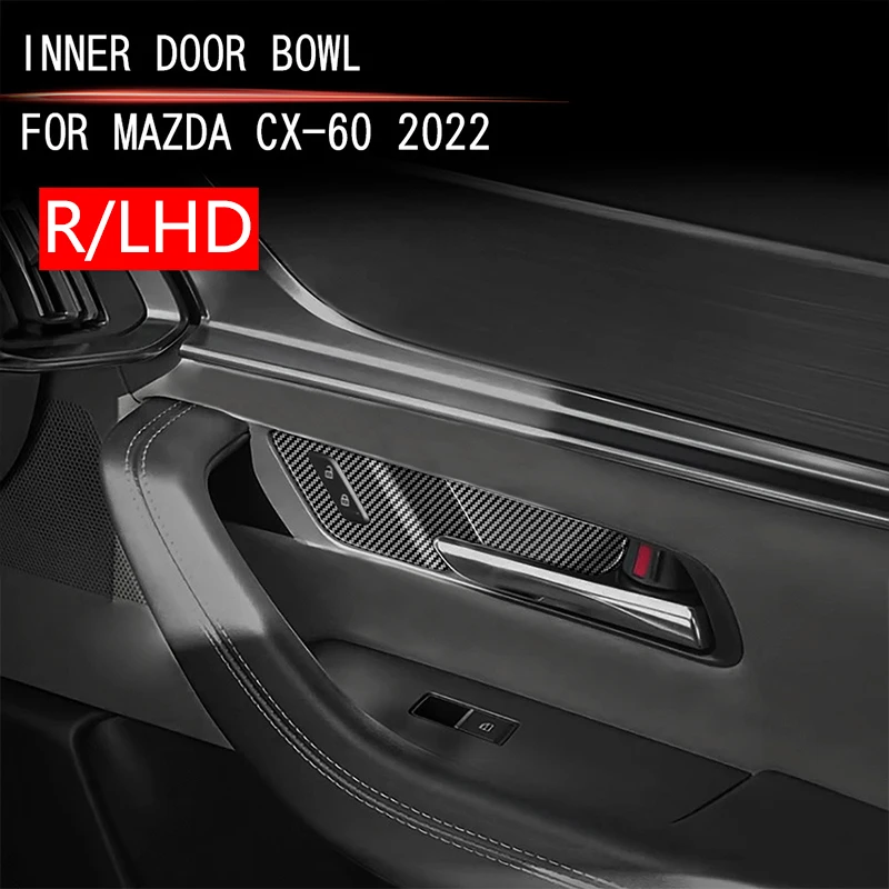 

L/RHD For Mazda CX-60 CX60 2022-2024 ABS Carbon Inner Door Handle Bowl Cover Trim Window Switch Button Trims