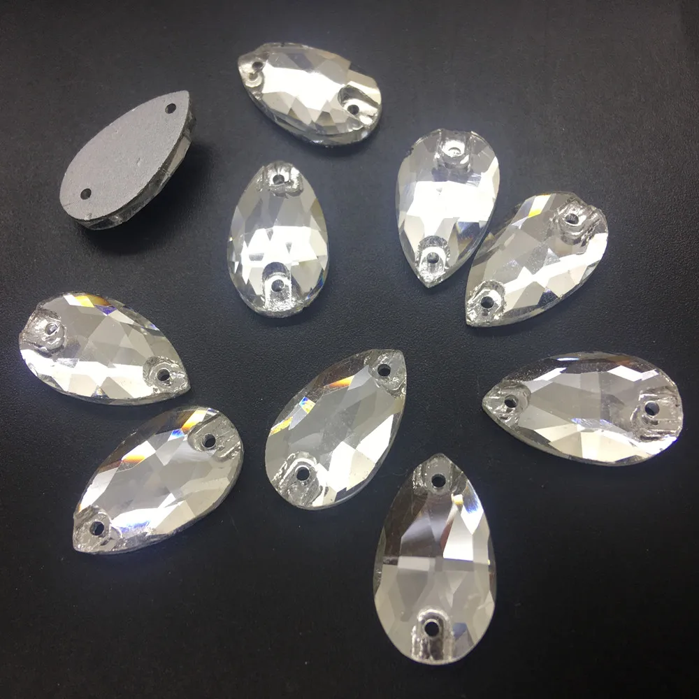 TopStone الأشكال الغنية كريستال واضح لون الزجاج الخياطة حجر الراين فلاتباك خياطة على الحجارة ستراس للملابس والاكسسوارات الأحذية #2
