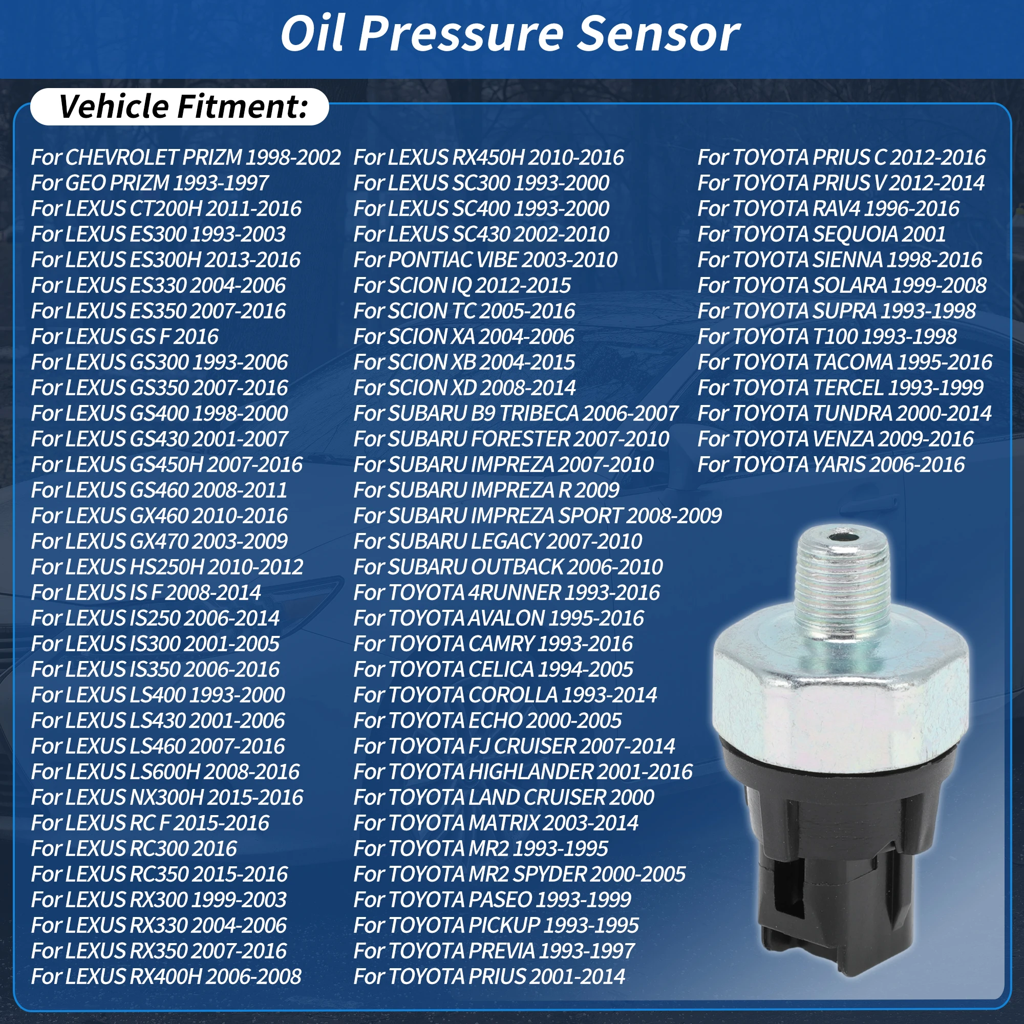 UXCELL No.88924478 Engine Oil Pressure Sensor Sender Switch Compatible with TOYOTA RAV4 Camry Tacoma 4Runner Tundra