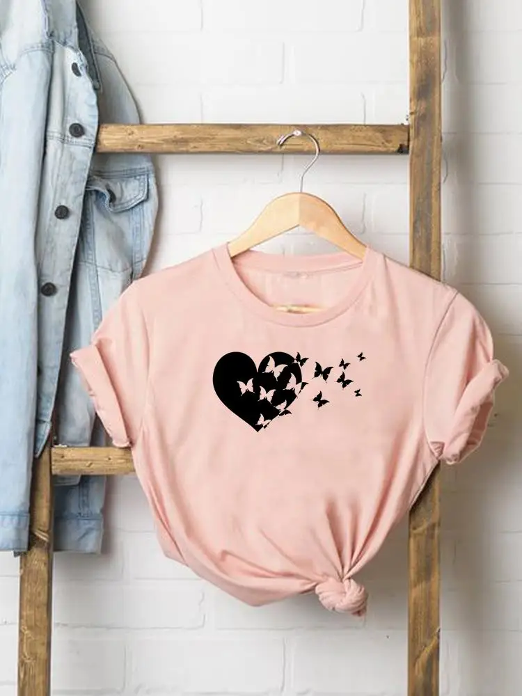 

Love Heart Trend Cute 90s Women Fashion Casual Clothing Short Sleeve Tee Top Summer Graphic T Shirt Female Print T-shirt