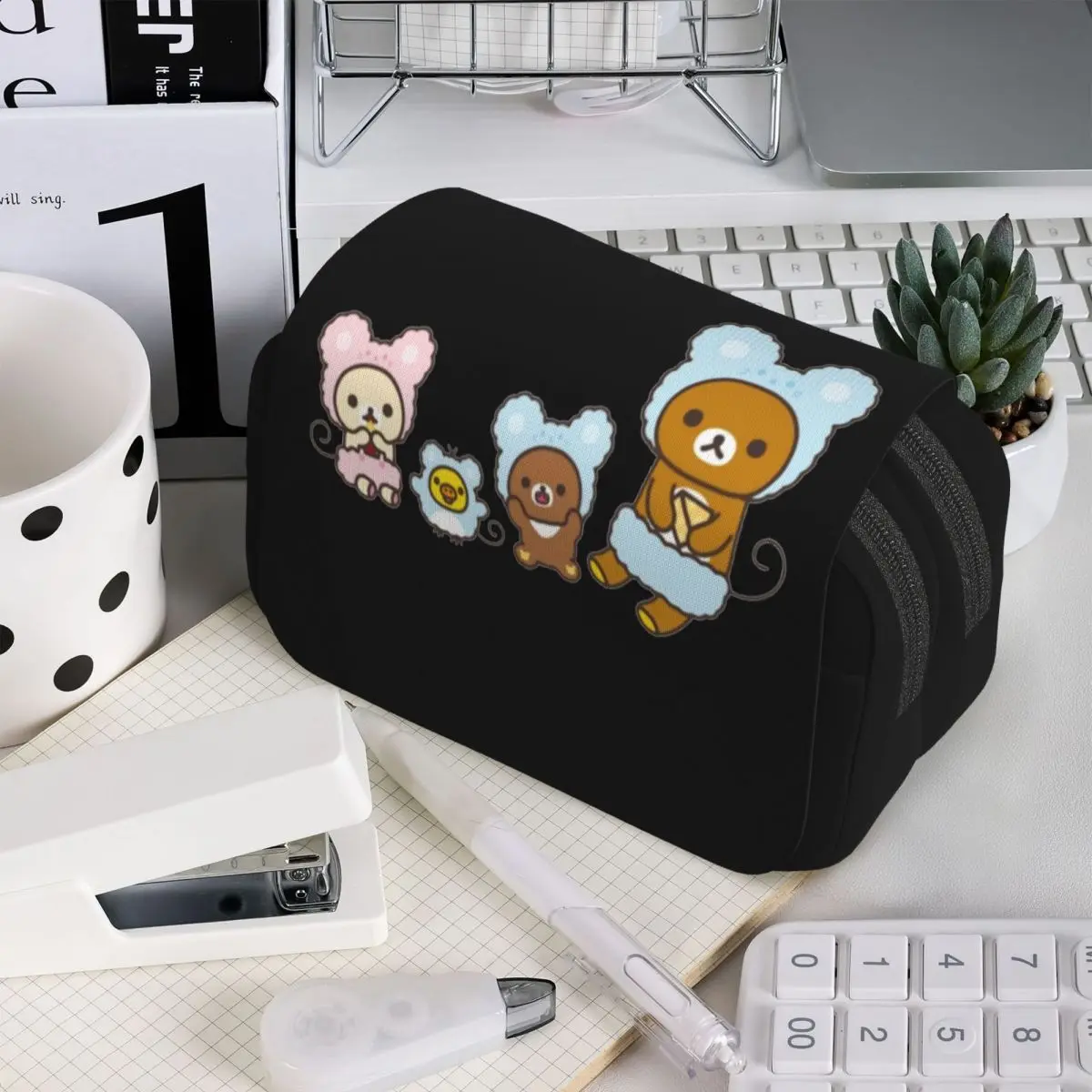 

Пенал Rilakkuma Sakura для мальчиков и девочек, подарочная коробка для ручек, сумка для карандашей, канцелярские принадлежности, сумка-держатель для ручек