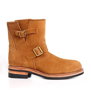 Botas de engenharia de couro anti-pele alinhadas à mão, American Vintage, Motocicleta intermediada, Botas de cavaleiro do deserto 8 principais vendas bota masculina engenheiro - №6