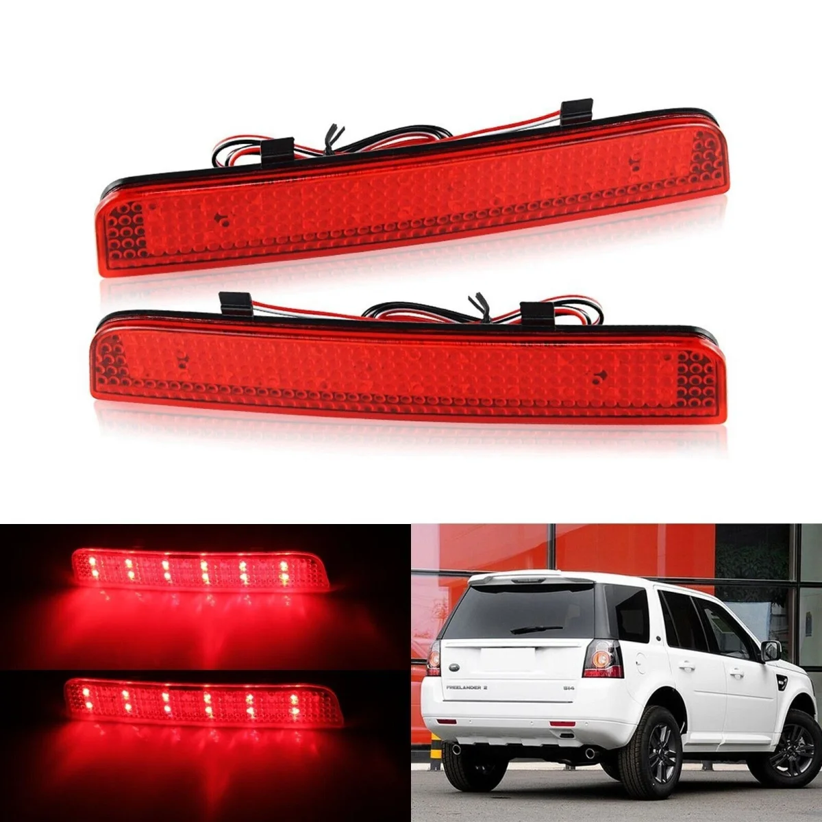 For Land Rover Range Rover L322 Freelander 2 / LR2 Red Lens LED Rear Bumper Reflector Light w/ Brake Light/Parking Light