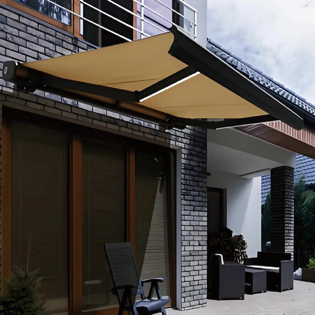 Fashionable Household Wall Mounted Sunshade Entrance Large Size Electric Canopy Affordable Aluminum Alloy Frame Acrylic Awning
