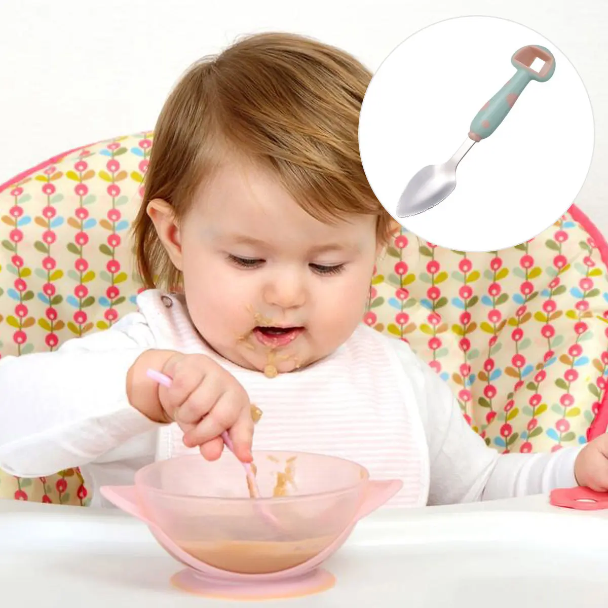 

Милая детская ложка для пюре из нержавеющей стали с дизайном в виде гриба, мягкой эргономичной ручкой, зубчатыми краями, легко держать в руках, для кормления и фруктов