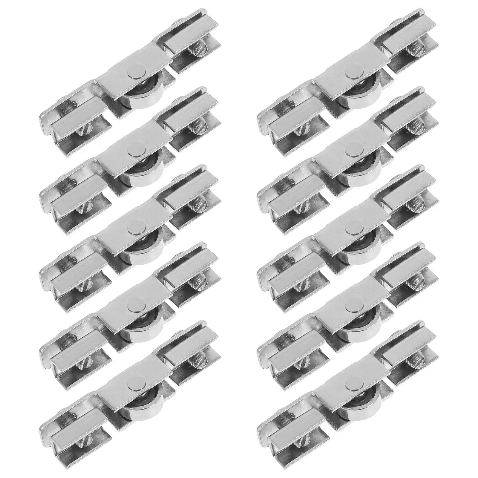 

10 Pcs Sliding Door Track Glass Door Rollers Metal Material Durable Closet Doors Wardrobe Bookcase Easy Installation