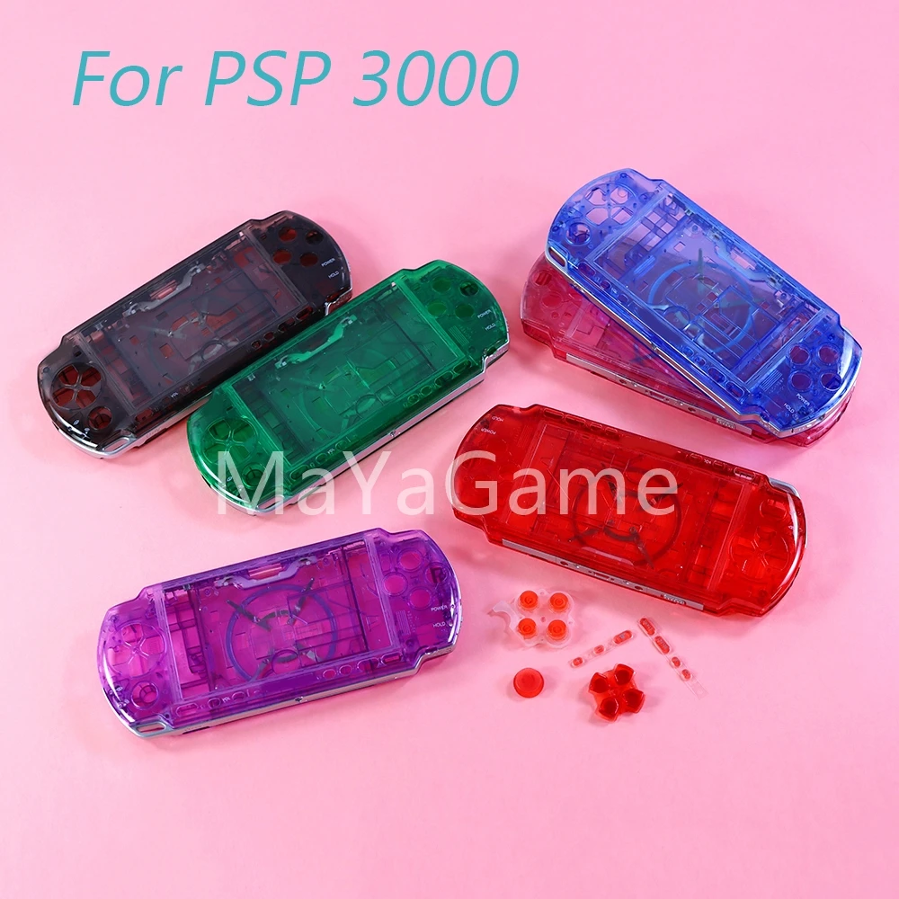 6sets Clear Colorful Replacement Housing Shell for PSP3000 PSP 3000 Game Console Shell Cover Case with Buttons