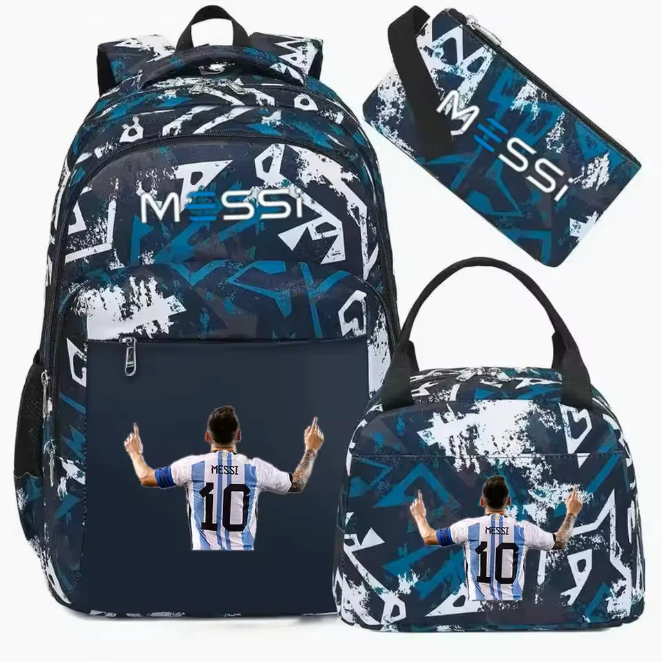 Novo futebol messi mochila para adolescente menino menina de volta à escola saco estudante lazer viagem esportes mochilas casuais