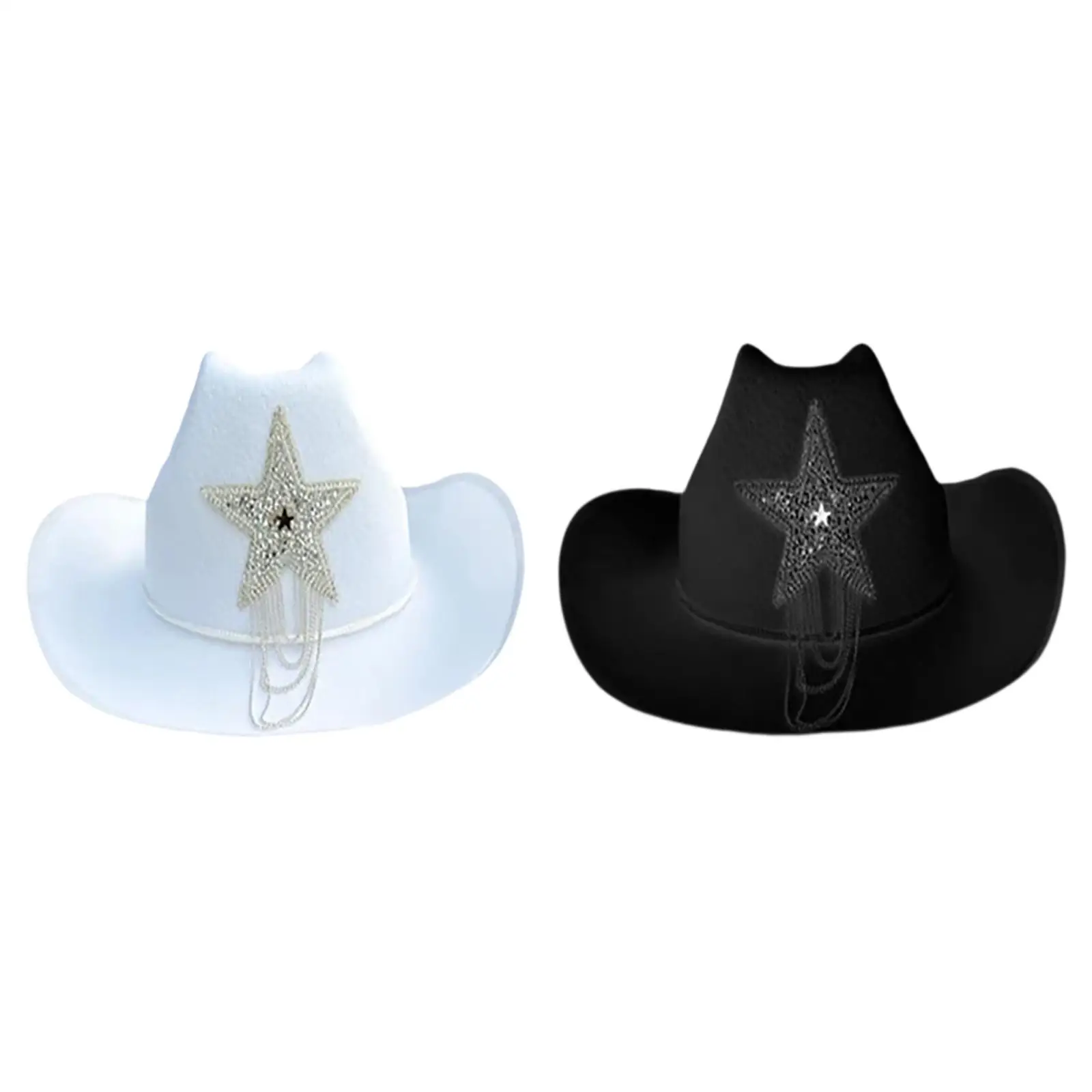 Cowgirl Hat Casual Summer Big Brim Decoration Cowgirl Sombrero Caps Sun Hat for Ladies Fancy Dress Horseback Riding Festival