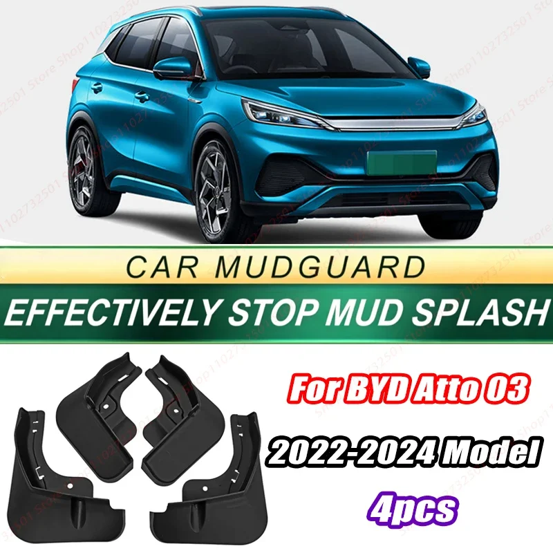 For BYD Atto 03 2022-2024 Model 4PCS Front Rear Mud Flaps Splash Guards Fender Mudguards Auto Accessories
