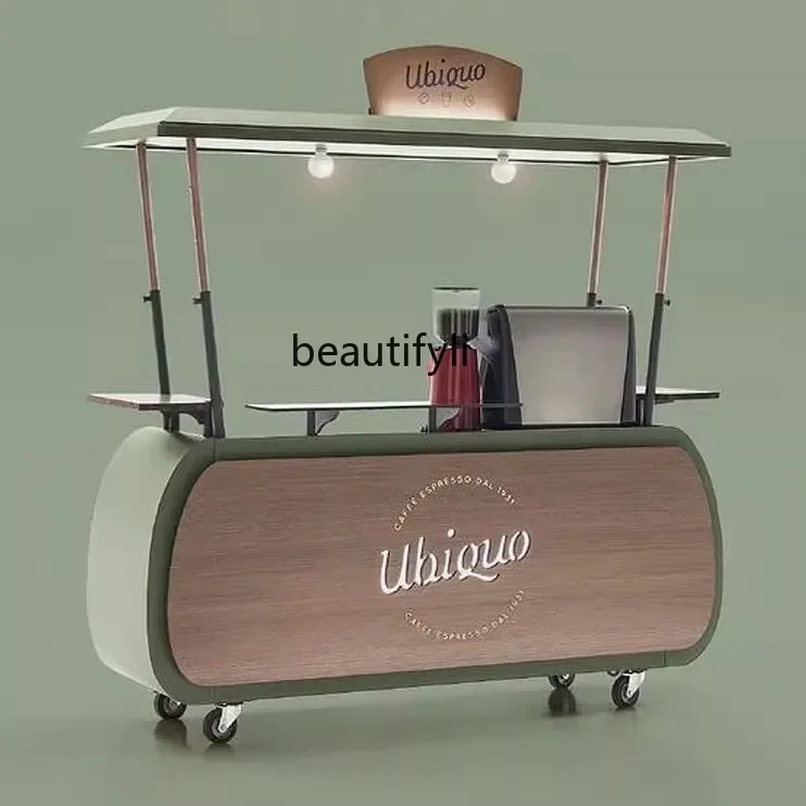 

YA38 Mobile outdoor dining car, high-end hotel exhibition hall, snack truck, food truck, wrought iron coffee truck
