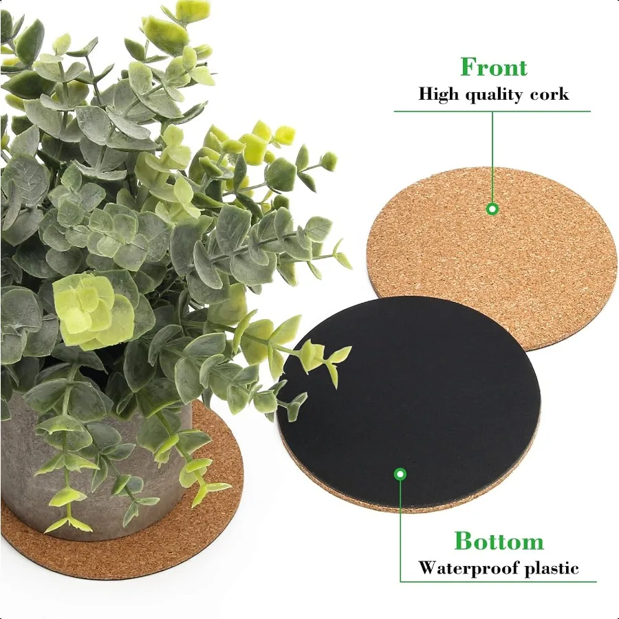 6 Pieces Cork Mat for Plants Round Cork Plant Coasters Mats for Garden Courtyard Pot Mat Indoor Outdoor and DIY Craft Project 4