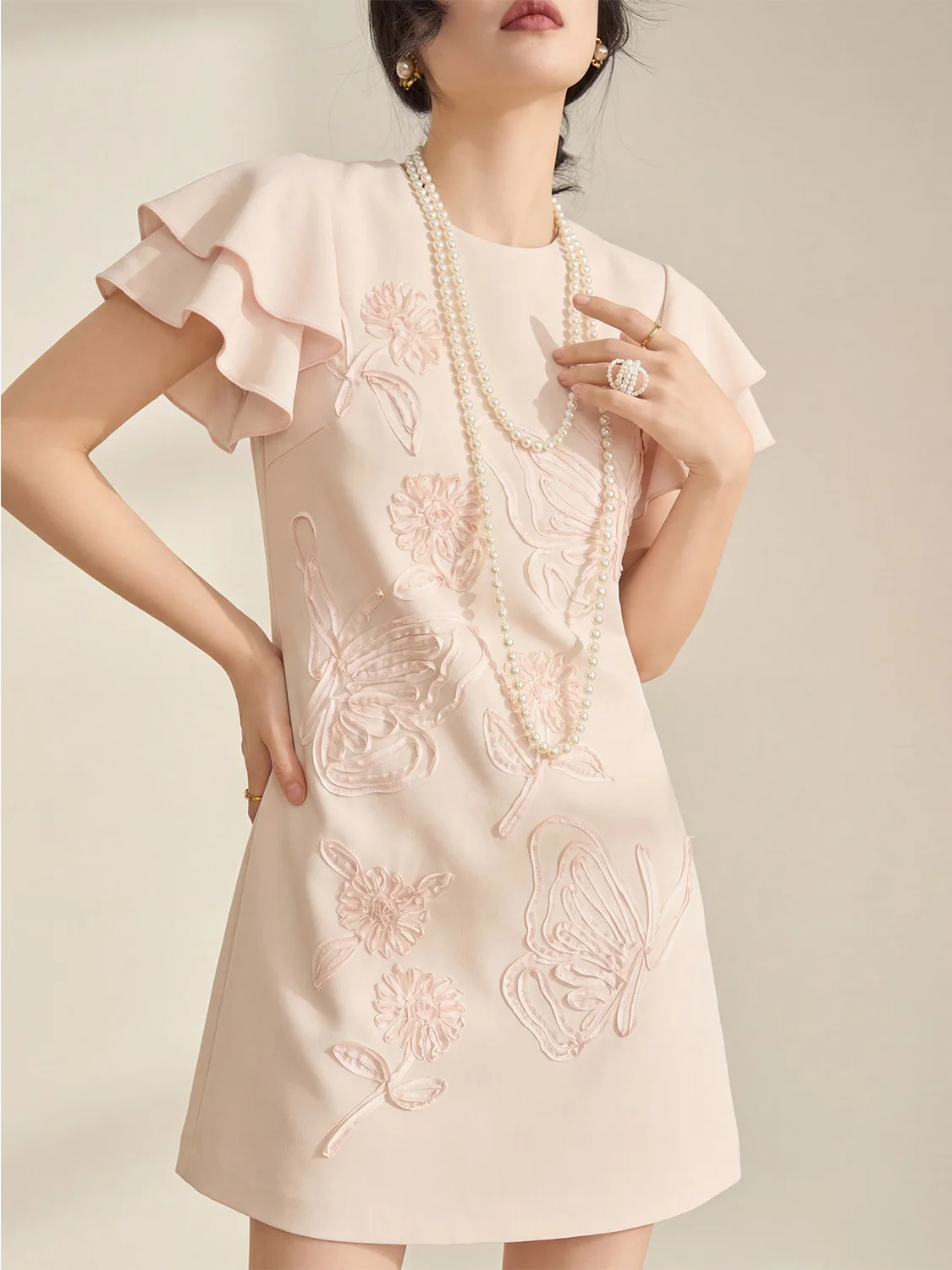 

Весеннее женское платье без рукавов с розовой цветочной вышивкой, свободного кроя, в простом стиле, с естественной линией талии, H-образный силуэт, из полиэфирного волокна