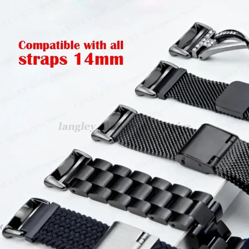 2PCS Watch Strap Connector Adapters for Xiaomi Mi Band 9/8 Replacement Metal Connector Link Attachment 14mm Bracelet Accessory