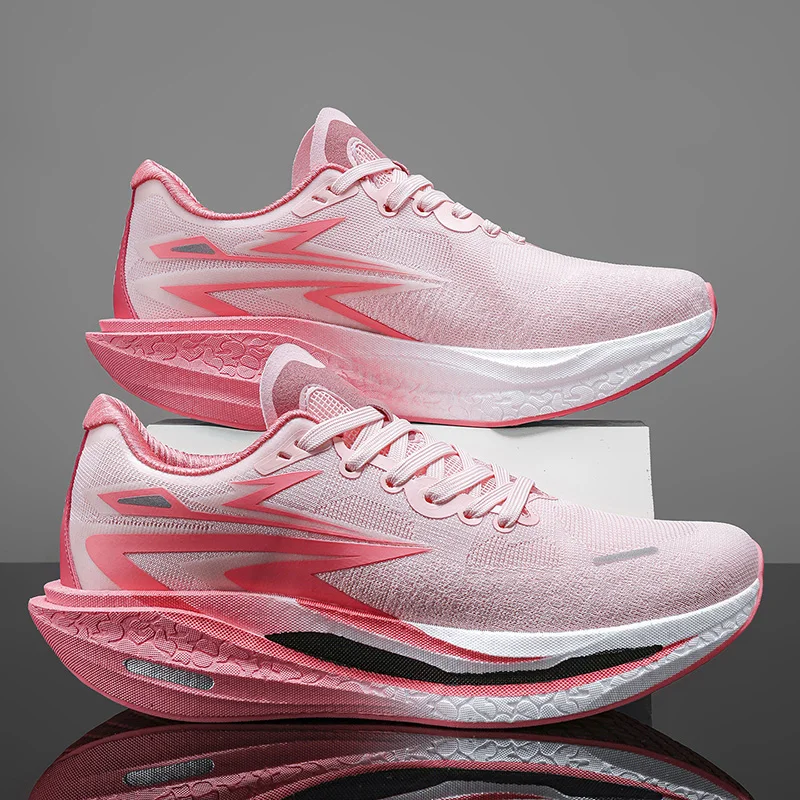 Carbon Board Running Shoes Men Professional Marathon Shoes Women Llightweight Breathable Mesh Running Shoes Unisex Sports Shoes