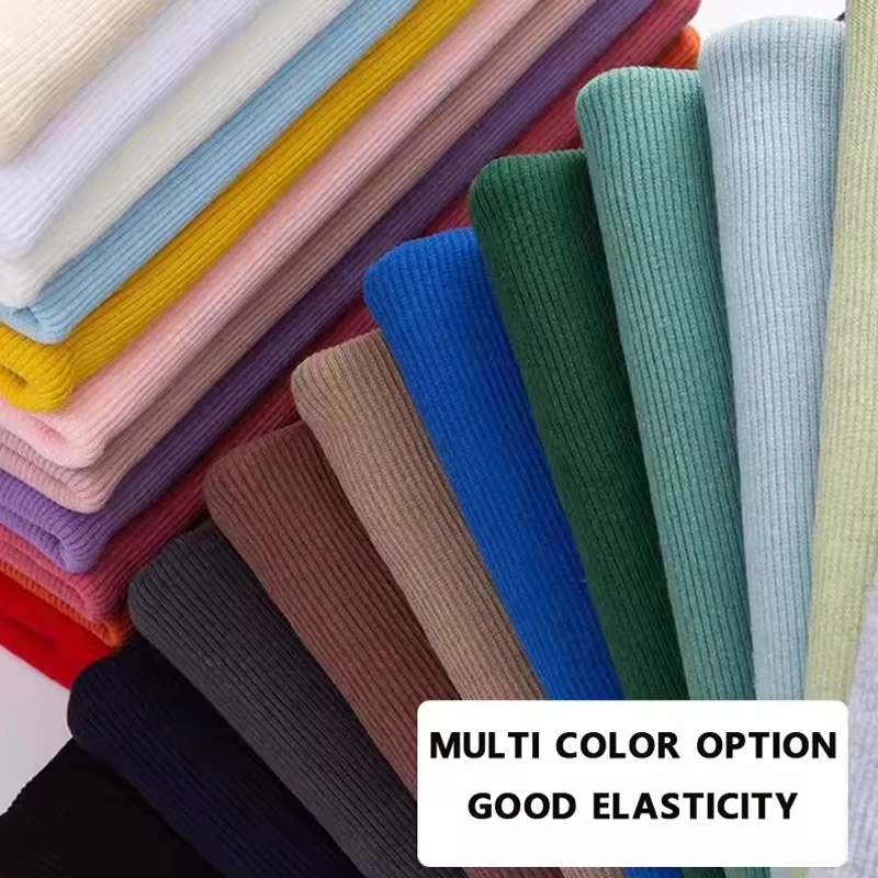 20x120cm Elastic Rib Fabric Solid Color Knitted Rib Cuff Stretchy Fabric DIY Shirts Hoodie Jacket Clothing Sewing Material Cloth