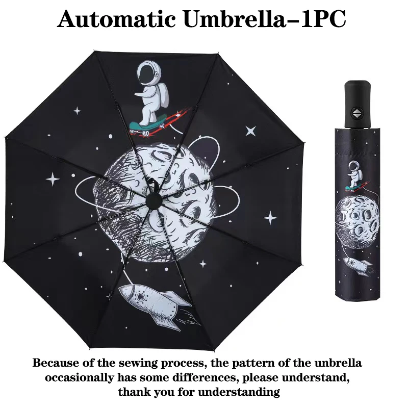 Uv umbrella Outer Space Astronauts Umbrella Folding Wind and waterproof Parasol Adult students Children\'s automatic umbrella