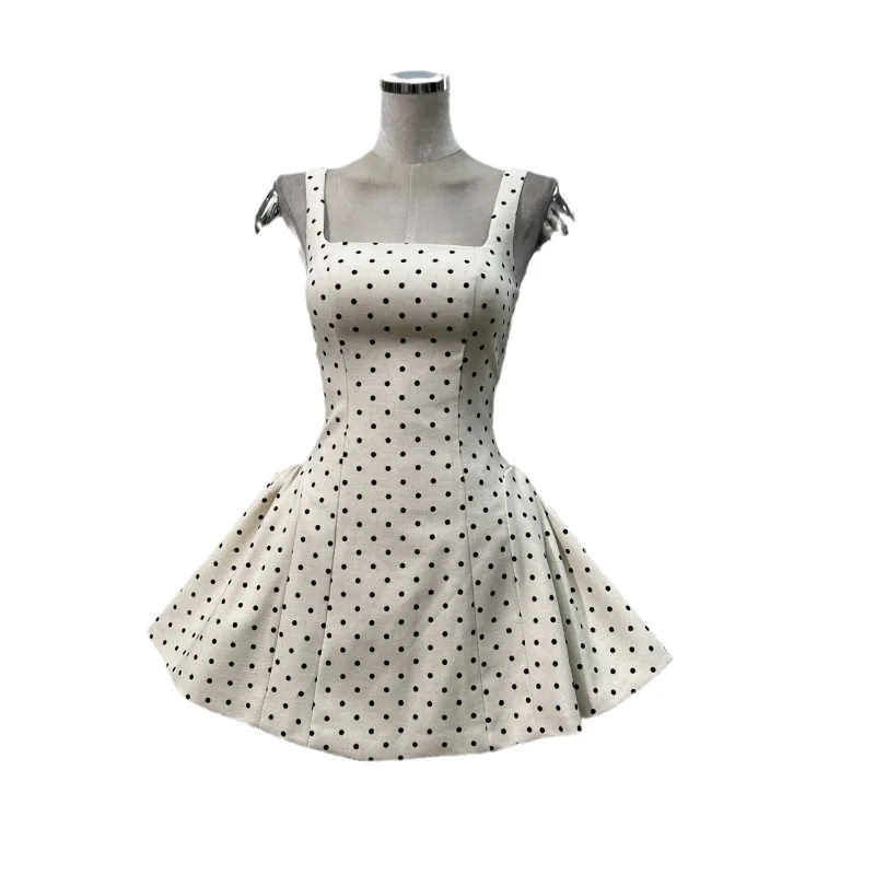 لعوب الحد من العمر النمط الفرنسي تاريخ الزي توافدوا البولكا نقطة التعادل الخصر فستان بناتي صغير صغير