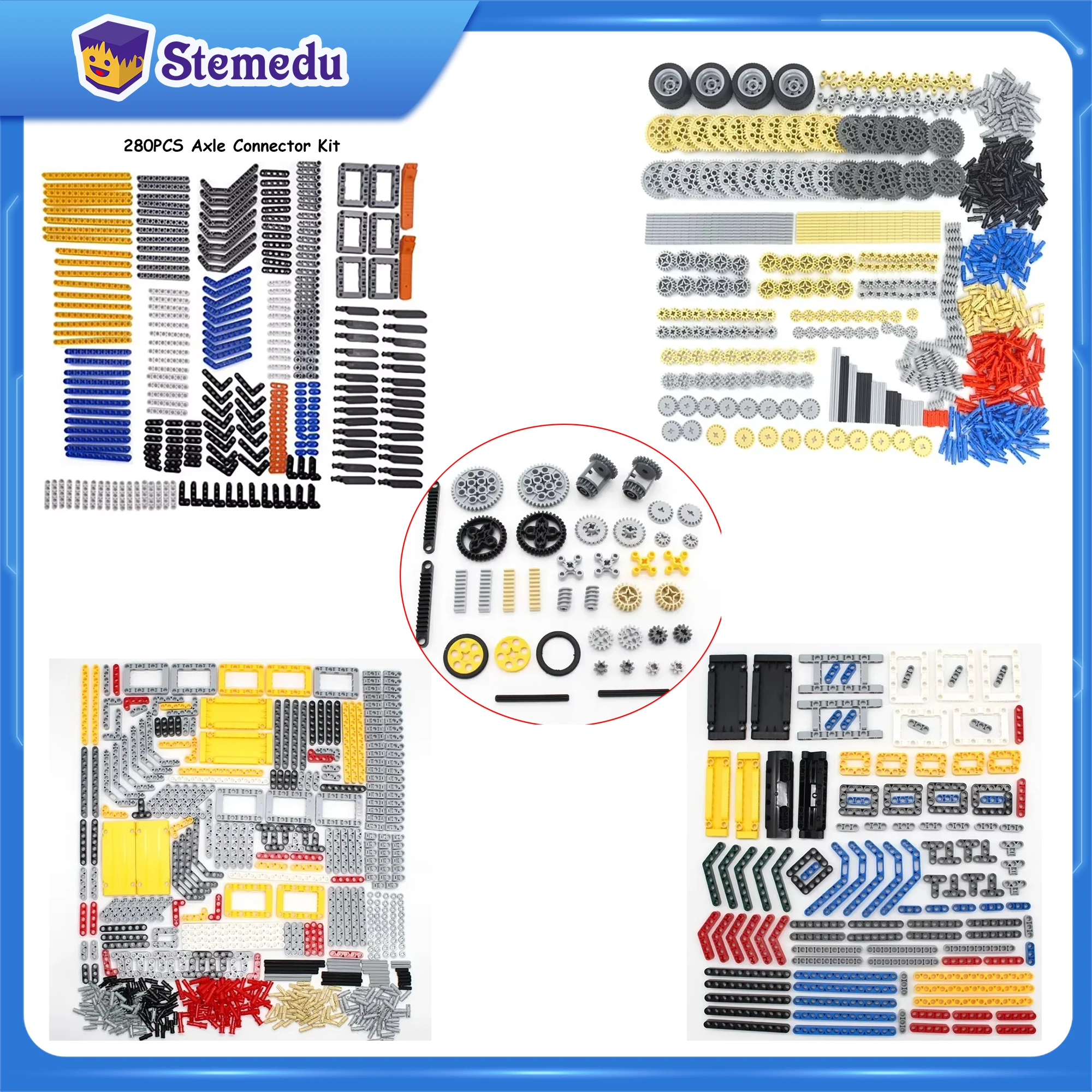 MOC 벌크 기술 부품 호환 빌딩 블록 벽돌 9686, 2412 빔 액슬 핀 커넥터 패널 기어, 지능형 DIY 장난감