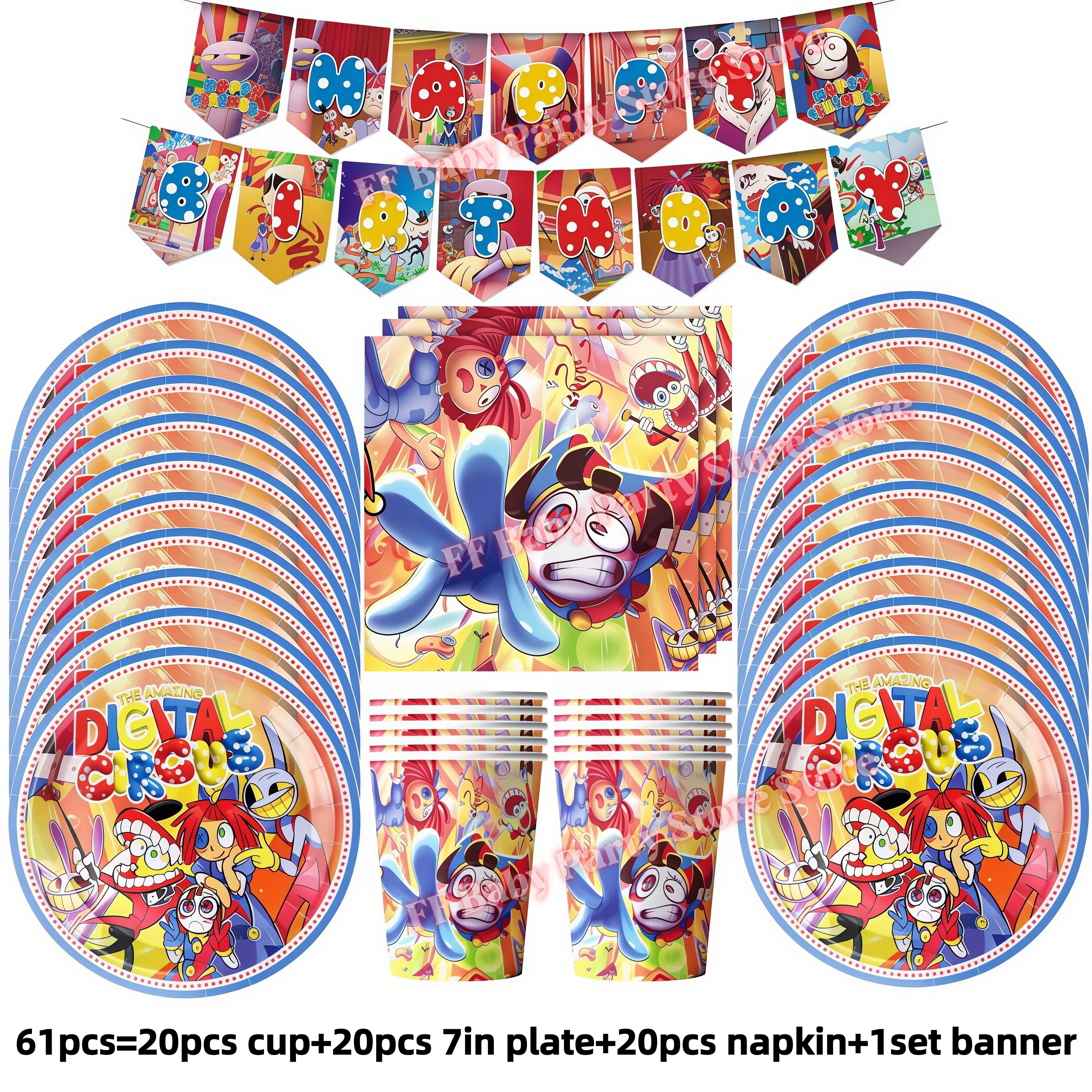 Erstaunliches Tischgeschirr Geburtstagsparty-Dekoration Digitales Zirkus-Ballon-Teller-Becher-Banner-Set Kinder-Geschenk Baby-Shower-Partyzubehör – Detail 26
