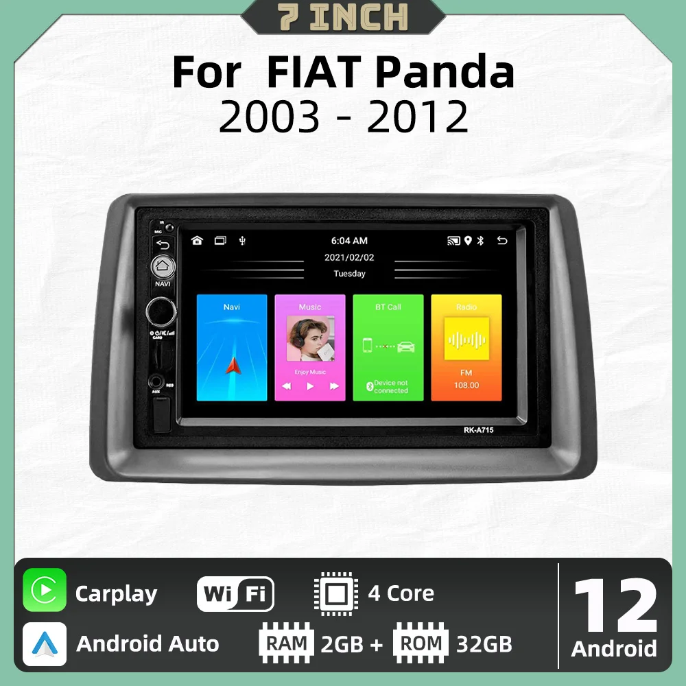 Car Stereo for FIAT Panda 2003 - 2012 Car Radio 2 Din Android Multimedia Player Head Unit Navigation Autoradio Carplay Auto