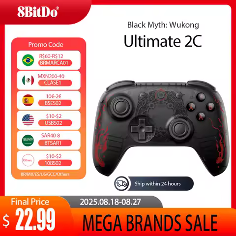 8BitDo Ultimate 2C Wireless Gaming Controller for PC, Windows 10, 11, Steam Deck, Raspberry Pi, Android - Black Myth: Wukong