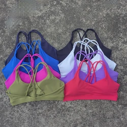 Sexy Cross Back Sports Bra Women Gym Workout Crop Top Yoga Vest High Impact Fitness Bralette Push Up Running Padded Underwear